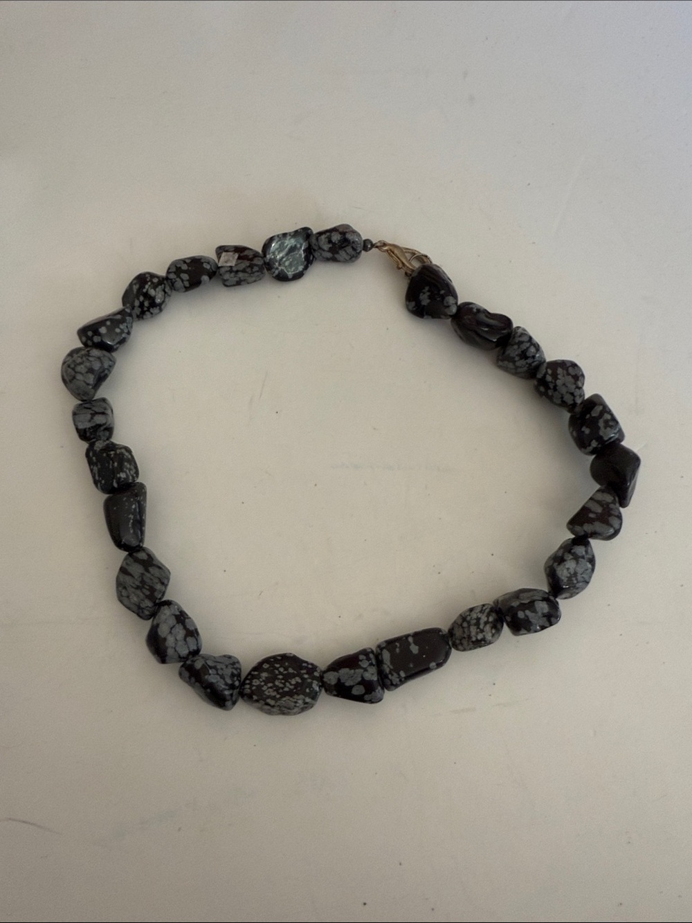Obsidian Beaded Necklace - Black and Gray